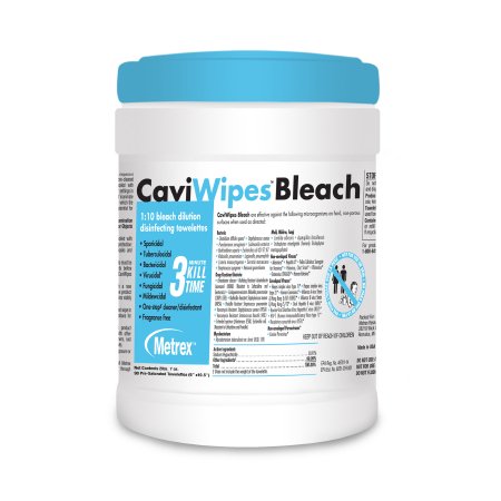 Picture of CaviWipes™ Bleach Surface Disinfectant Cleaner Premoistened Alcohol Based Wipe 90 Count Canister Disposable Alcohol Scent NonSterile13-9100