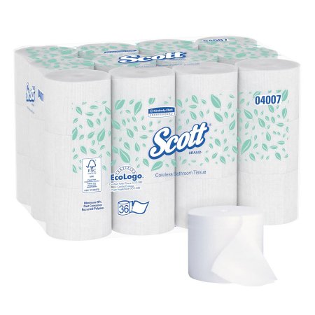 Picture of Toilet Tissue Scott® Essential White 2-Ply Standard Size Coreless Roll 1000 Sheets 3-9/10 X 4 Inch04007