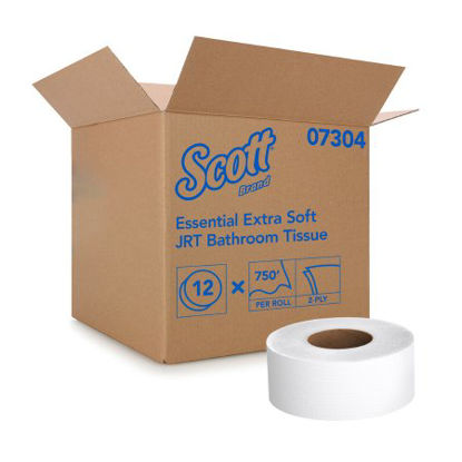 Picture of Toilet Tissue Scott® Essential Extra Soft JRT White 2-Ply Jumbo Size Cored Roll Continuous Sheet 3-11/20 Inch X 750 Foot07304