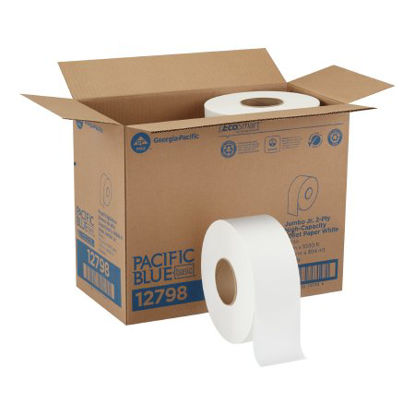 Picture of Toilet Tissue Pacific Blue Basic™ White 2-Ply Jumbo Size Cored Roll Continuous Sheet 3-1/5 Inch X 1000 Foot12798