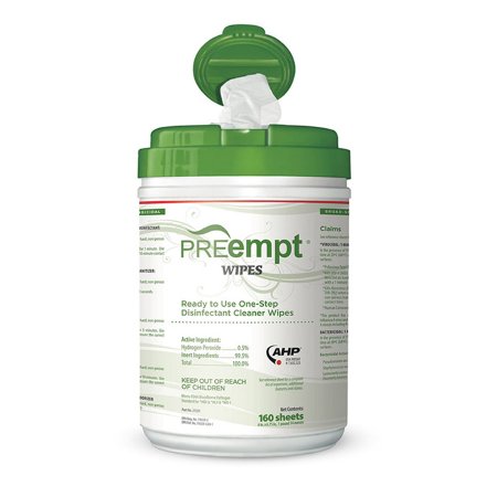 Picture of PREempt® Surface Disinfectant Cleaner Premoistened Cleanroom Wipe 160 Count Canister Disposable Unscented NonSterile21221