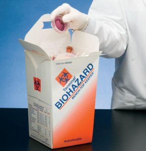 Picture of Biohazard Waste Container Whitney Medical Solutions™ Bench-Top Keeper™ 5000 cc, 6 L X 6 W X 10 H Inch, NonSterile For Disposal of Contaminated Petri Dishes, Plastic Assay Vials, Analyzer Cups and Other Non-sharp Waste14375266