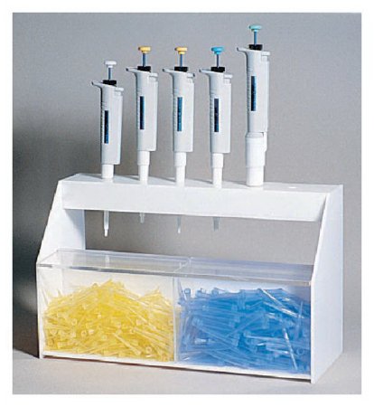 Picture of Pipetter Stand Workstation Fisherbrand™ 6.62 X 9.5 X 16.37 Inch, White For Six Pipettors, Two Bins of Tips1368124