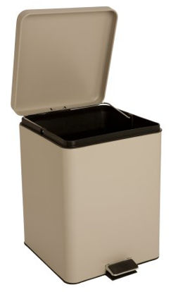 Picture of Trash Can with Plastic Liner McKesson 20 Quart Square Beige Steel Step On81-35271