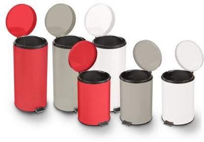 Picture of Trash Can with Plastic Liner McKesson 32 Quart Round Red Steel Step On81-45267