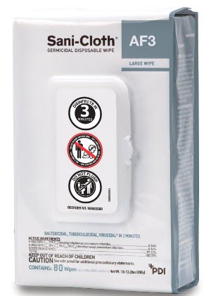Picture of Sani-Cloth® AF3 Surface Disinfectant Cleaner Premoistened Germicidal Wipe 80 Count Hard Case Disposable Unscented NonSterileM8063S80