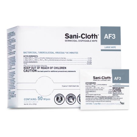 Picture of Sani-Cloth® AF3 Surface Disinfectant Cleaner Premoistened Germicidal Wipe 50 Count Individual Packet Disposable Unscented NonSterileH59200