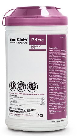 Picture of Sani-Cloth® Prime Surface Disinfectant Premoistened Germicidal Wipe 70 Count Canister Disposable Alcohol Scent NonSterileP24284
