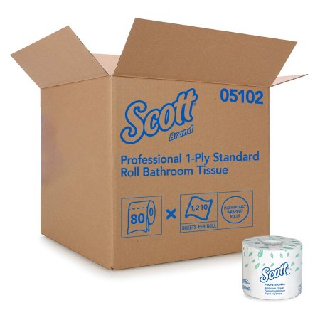 Picture of Toilet Tissue Scott® Essential White 1-Ply Standard Size Cored Roll 1210 Sheets 4 X 4-1/10 Inch05102