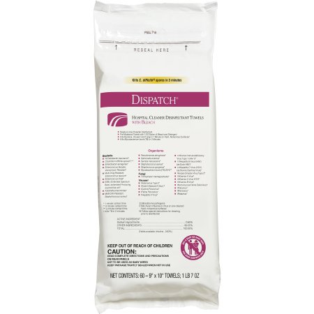 Picture of Dispatch® with Bleach Surface Disinfectant Cleaner Premoistened Wipe 60 Count Soft Pack Disposable Fruity Floral Bleach Scent NonSterile69260