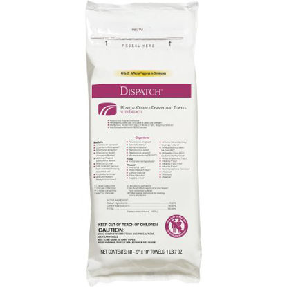 Picture of Dispatch® with Bleach Surface Disinfectant Cleaner Premoistened Wipe 60 Count Soft Pack Disposable Fruity Floral Bleach Scent NonSterile69260