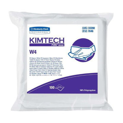 Picture of Cleanroom Wipe KIMTECH PURE W4 ISO Class 4 White NonSterile Polypropylene 9 X 9 Inch Disposable33390