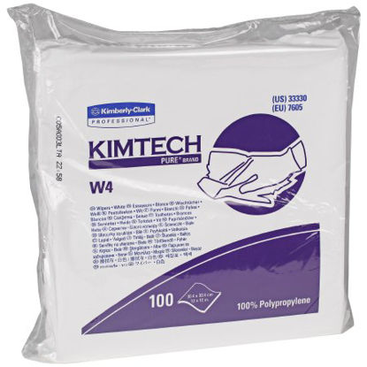 Picture of Cleanroom Wipe KIMTECH PURE W4 ISO Class 4 White NonSterile Polypropylene 12 X 12 Inch Disposable33330