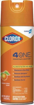 Picture of CloroxPro™ 4 in One Surface Disinfectant Cleaner Alcohol Based Liquid 14 oz. Can Citrus Scent NonSterile31043CT