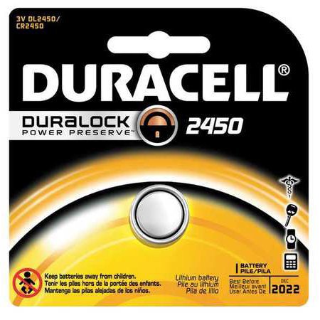 Picture of Lithium Battery Duracell® CR2450 Coin Cell 3V Disposable 1 PackDL2450BPK