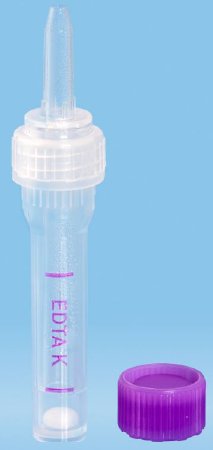 Picture of Multivette® Capillary Blood Collection Tube Flat Bottom K3 EDTA Additive 8 X 48 mm 600 µL Violet Screw Cap Polypropylene Tube15.1671.100