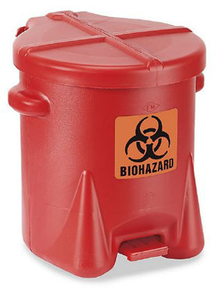 Picture of Medical Waste Receptacle ULINE® 6 gal. Round Red HDPE Step OnH-5191