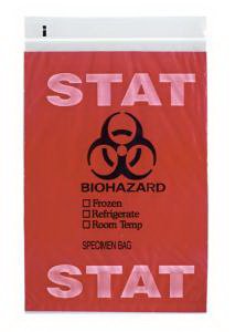 Picture of Biohazard/Specimen Transport Bag STAT 6 X 9 Inch Clear/RedQ603