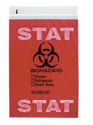 Picture of Biohazard/Specimen Transport Bag STAT 6 X 9 Inch Clear/RedQ603