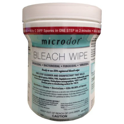 Picture of microdot® Surface Disinfectant Premoistened Wipe 160 Count Canister Disposable Bleach Scent NonSterile600-12