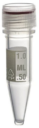 Picture of Micrewtube® Microcentrifuge Tube Conical Bottom Plain 13 X 46.3 mm 1.5 mL Without Color Coding Screw Cap Polypropylene TubeT334-5SPR