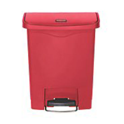 Picture of Trash Can Rubbermaid® Slim Jim® 8 gal. Rectangular Red Plastic Step On1883564