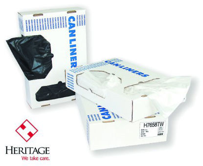 Picture of Trash Bag Heritage Super Tuf 20 to 36 gal. Clear LLDPE 0.90 Mil. 30 X 36 Inch Performance Bottom Seal Flat PackHERH6036TC