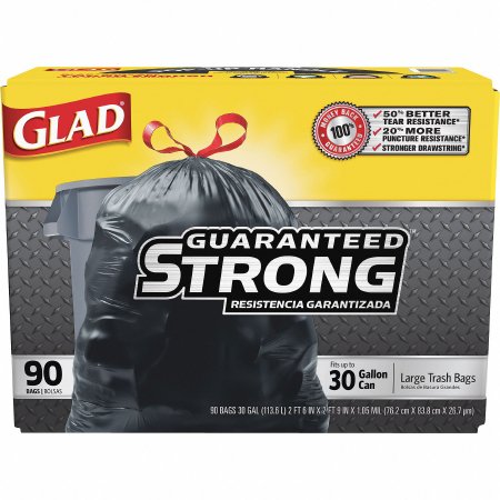 Picture of Trash Bag Glad® 30 gal. Black LLDPE 1.05 Mil. 30 X 33 Inch Flat Pack78952