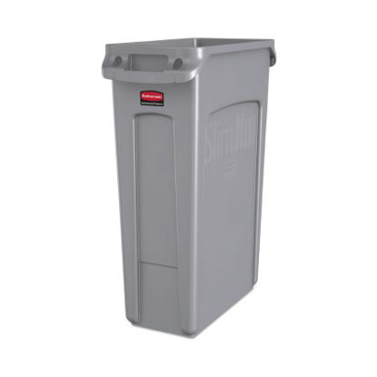 Picture of Trash Can Rubbermaid® Slim Jim® 23 gal. Rectangular Gray LLDPE Open TopFG354060GRAY