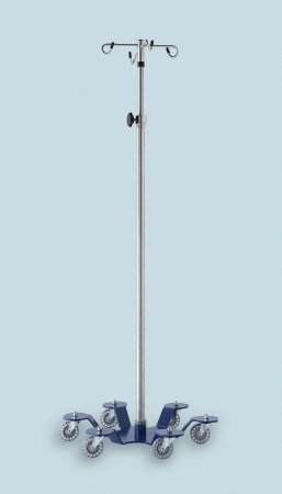 Picture of IV Stand 4-Hook 6 Legs with 3 Inch Roller Blade Caster, 25-1/4 Inch Base Diameter, Powder Coated Carbon Steel Base1370SS-4