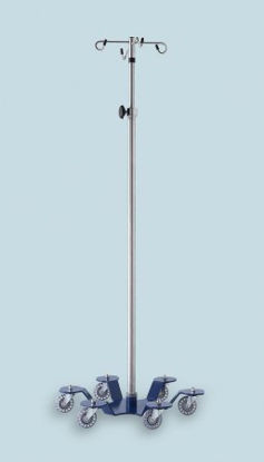 Picture of IV Stand 4-Hook 6 Legs with 3 Inch Roller Blade Caster, 25-1/4 Inch Base Diameter, Powder Coated Carbon Steel Base1370SS-4
