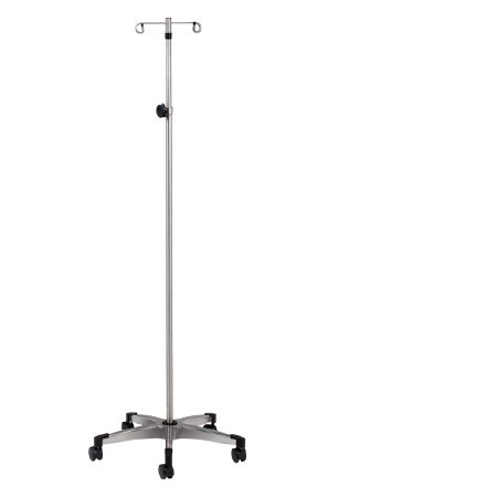 Picture of IV Pole Ram Horn Hooks 2-Hook 5 Legs Cast Aluminum Base, Soft Roll Dual Wheel Casters, 23 Inch Base DiameterIVS-352