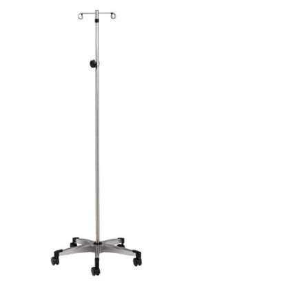 Picture of IV Pole Ram Horn Hooks 2-Hook 5 Legs Cast Aluminum Base, Soft Roll Dual Wheel Casters, 23 Inch Base DiameterIVS-352