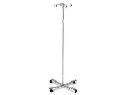 Picture of IV Pole 4-Hook 4 Legs Anti-Tip, Heavy Steel Base, 2 Inch Diameter Twin-Wheel, Nylon Casters2188