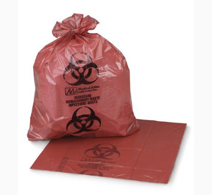 Picture of Biohazard Waste Bag Medegen Medical Products 8 - 10 gal. Red Bag HDPE 24 X 24 InchRS242411RH