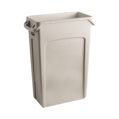 Picture of Trash Can Rubbermaid® Slim Jim® 23 gal. Rectangular Beige LLDPE Open TopFG354060BEIG