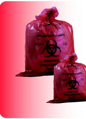 Picture of Biohazard Waste Bag Medegen Medical Products 20 - 30 gal. Red Bag Polyethylene 30-1/2 X 41 InchF117