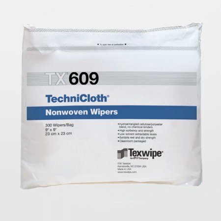 Picture of Cleanroom Wipe TechniCloth® ISO Class 5 - 8 White NonSterile 45% Polyester / 55% Cellulose Nonwoven 9 X 9 Inch DisposableTX609