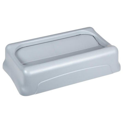 Picture of Trash Can Lid Rubbermaid® Slim Jim® Untouchable® Light Gray, Square, Durable and Crack ResistantFG267360GRAY