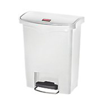 Picture of Trash Can Rubbermaid® Slim Jim® 8 gal. Rectangular White Plastic Step On1883555