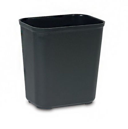 Picture of Fire-Resistant Trash Can Rubbermaid® 28 Quart Rectangular Black Thermoset Polyester Open TopFG254300BLA
