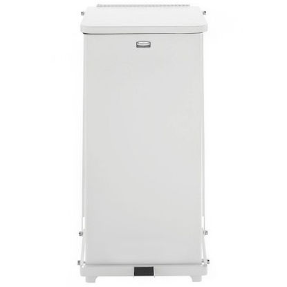 Picture of Medical Waste Receptacle Rubbermaid® Defenders® 24 gal. Square White Steel Step OnRCPST24EPLWH