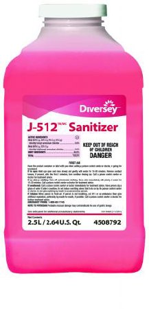 Picture of Diversey™ J-512™ Sanitizer Surface Cleaner / Sanitizer Quaternary Based Liquid Concentrate 2.5 Liter Bottle Chemical Scent NonSterileDVS5756034
