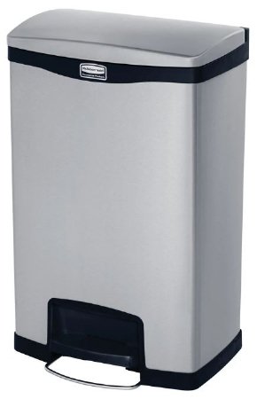 Picture of Trash Can Rubbermaid® Slim Jim® 13 gal. Rectangular Black Stainless Steel Step On1901992