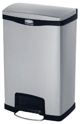 Picture of Trash Can Rubbermaid® Slim Jim® 13 gal. Rectangular Black Stainless Steel Step On1901992