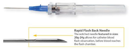 Picture of Peripheral IV Catheter TrueSafe™ 14 Gauge 1.75 Inch Button Retracting Safety NeedleMS-84414