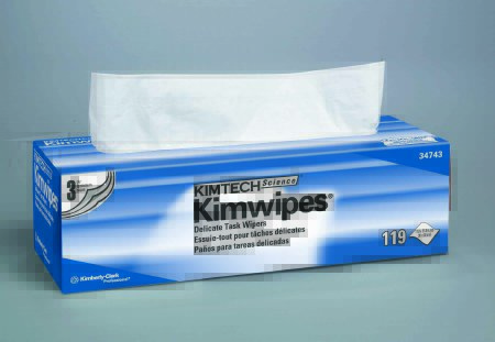 Picture of Delicate Task Wipe Kimtech Science Kimwipes Light Duty White NonSterile 3 Ply Tissue 11-4/5 X 11-4/5 Inch Disposable34743