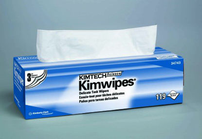 Picture of Delicate Task Wipe Kimtech Science Kimwipes Light Duty White NonSterile 3 Ply Tissue 11-4/5 X 11-4/5 Inch Disposable34743