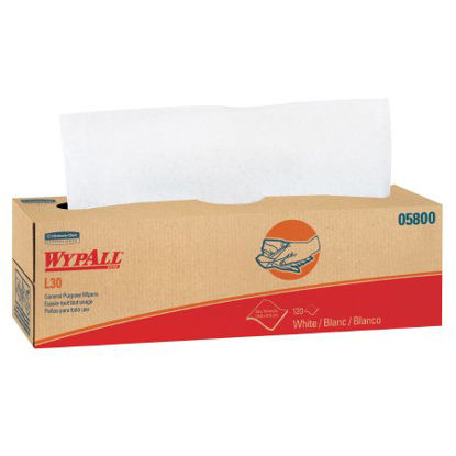 Picture of Task Wipe WypAll® L30 Light Duty White NonSterile Double Re-Creped 9-4/5 X 16-2/5 Inch Disposable05800