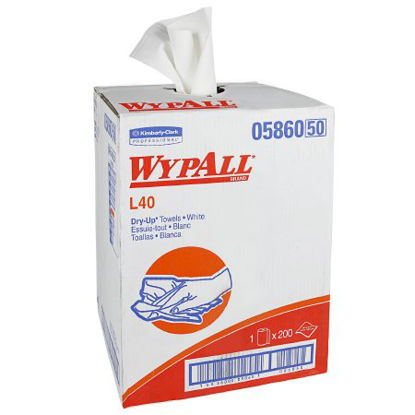 Picture of Hygienic Towel WypAll® L40 Dry-Up Light Duty White NonSterile Double Re-Creped 19-1/2 X 42 Inch Disposable05860
